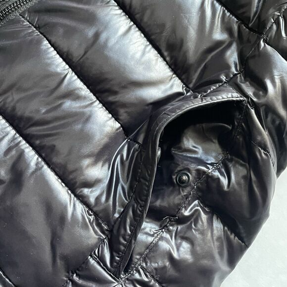 Zara Womens Black Reversible Insulated Hooded Full Zip Puffer Jacket Size M - Picture 6 of 16